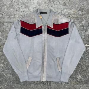 Vintage 70's Saxony Suede Zip Up Sweater Large